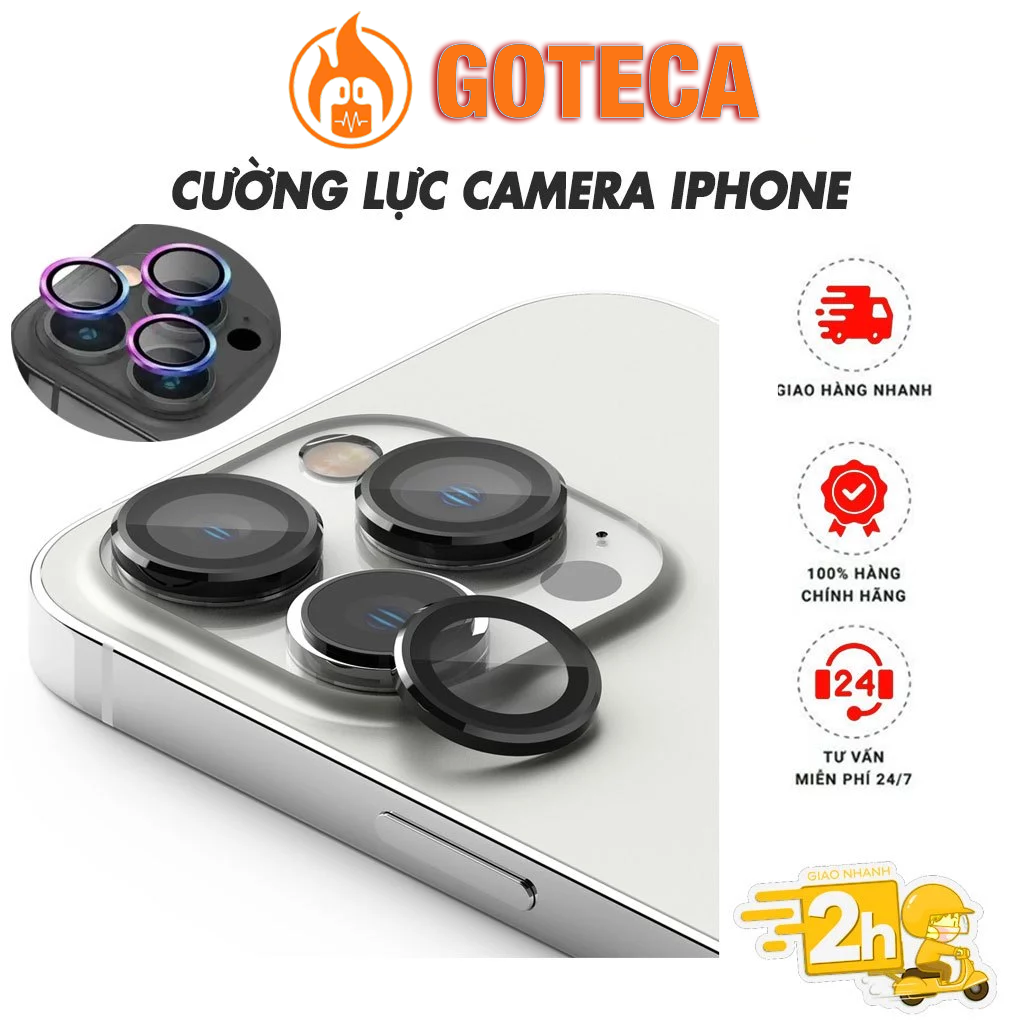 Bộ 3 mắt dán bảo vệ camera iphone 14 pro max 11 Pro max 12 Pro Max 14 plus 13 Mini Titan đính đá  - PK Hoàng Gia